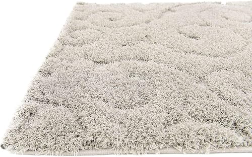 Miniatura 4 de Unique Loom Floral Shag Collection - Alfombra tallada, 2 pies 7 pulgadas x 10 pies, color gris