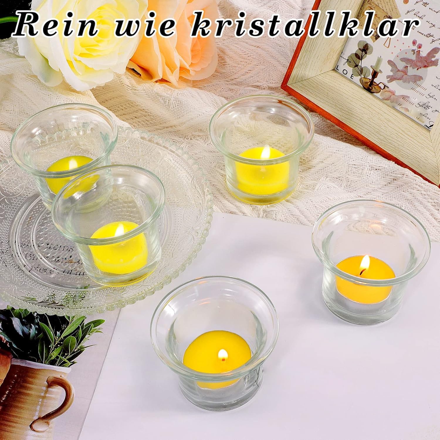 Tealight Candle Holder Set of 12, Glass Votive Candle Holders