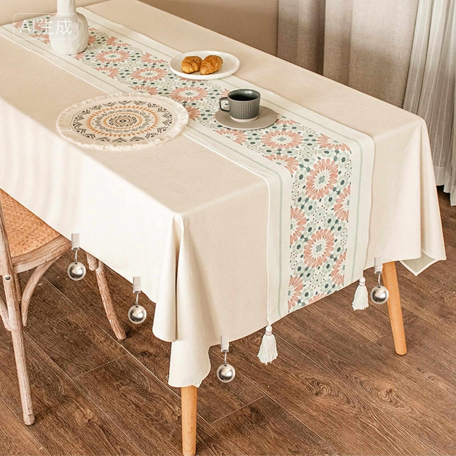 Poids pour Nappe résistants Lot de 8, Billes en Acier Inoxydable avec Clip antirouille pour Tables d'extérieur