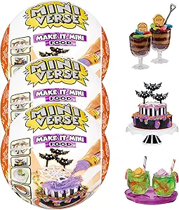 MGA's Miniverse Make It Mini Food Spooky Treats Series 2 Mini Collectibles 3 Pack - Seasonal, Blind Packaging, DIY, Resin, Replica Food, NOT Edible, Collectors, 8+
