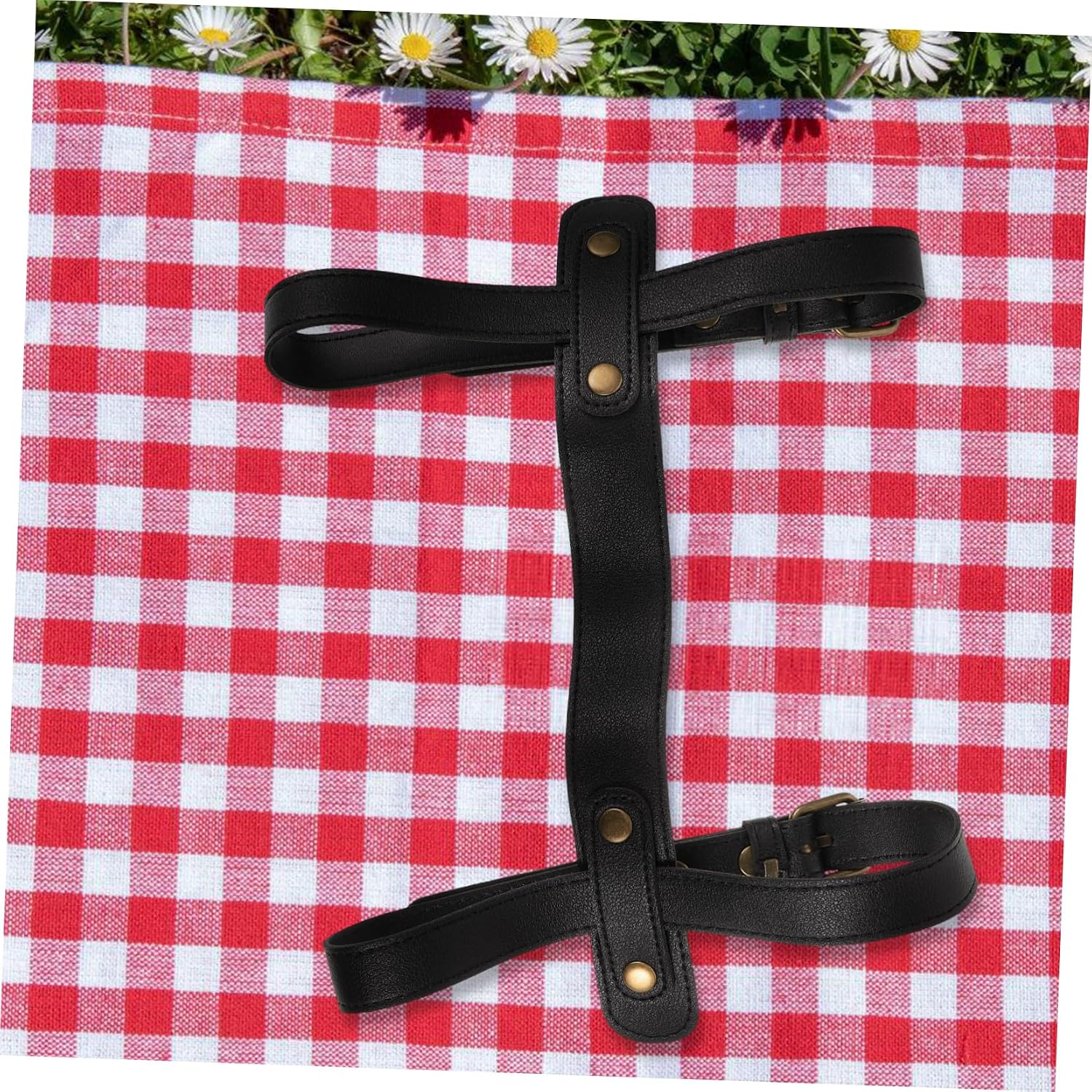 COLLBATH Classic Design Picnic Blanket Strap Leather Yoga Mat Carrying for Outdoor Camping to Use Metal Clip