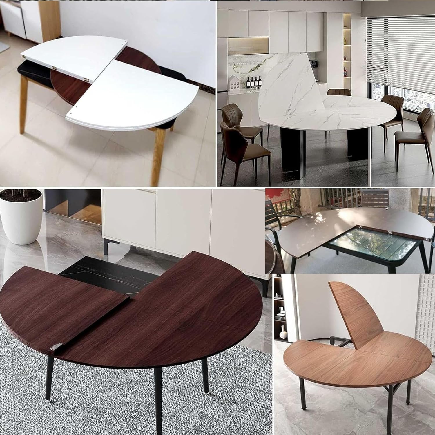 Large Round Foldable Table Top, Temporary Folding Desktop Extender, Only 47-79" Diameter No Legs, Catering Banquet Party Tabl, Easy to Storedate More Guests(White,47.2in/120cm)