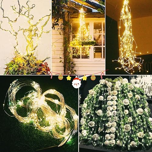 Miniatura 6 de Cadena de luces LED para interiores y exteriores, con control remoto, para decoración de Navidad, boda, fiesta, 8 modos, blanco cálido