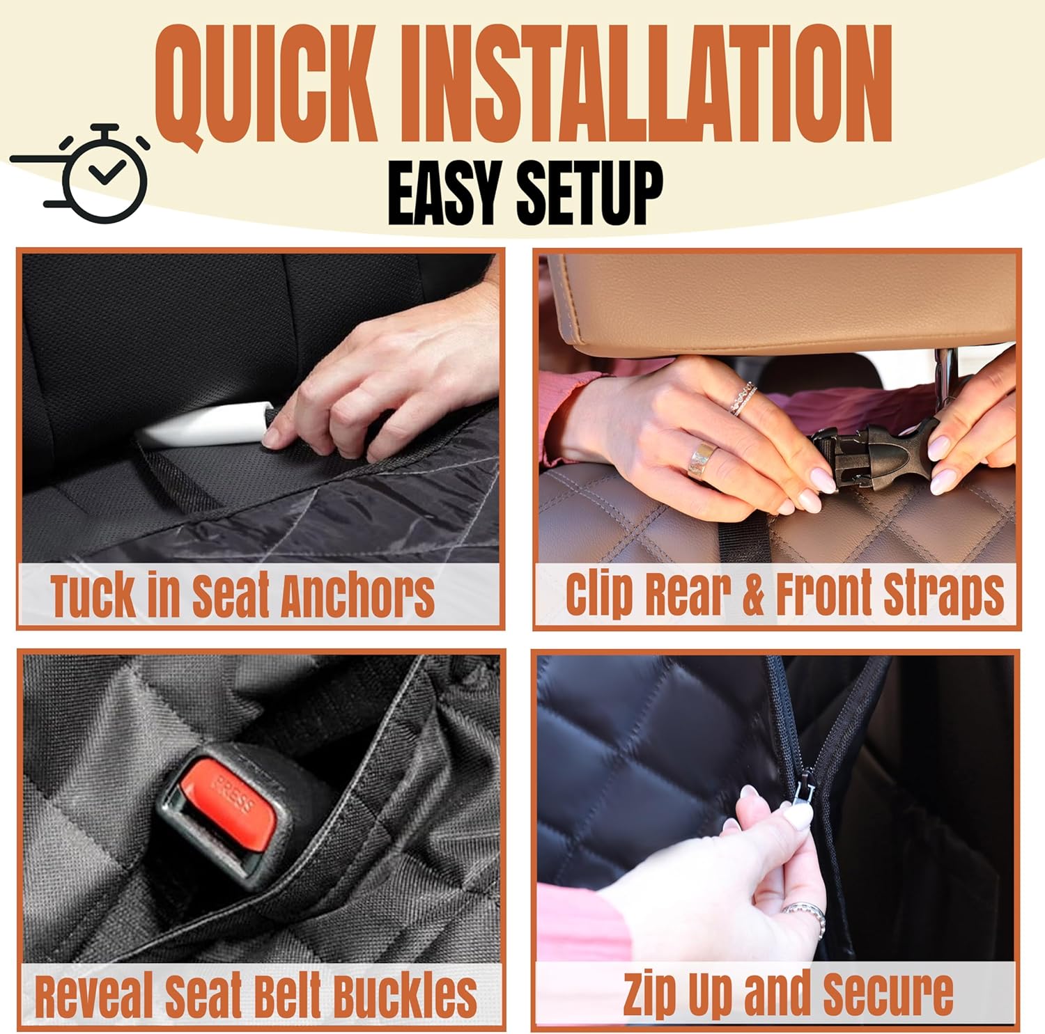 Back Seat Extender for Dogs, Hard Bottom Car Seat Cover for Dogs. Hammock Style, Large Space, Holds 420lbs, Sturdy, Waterproof for Car, SUV, Truck (Black)