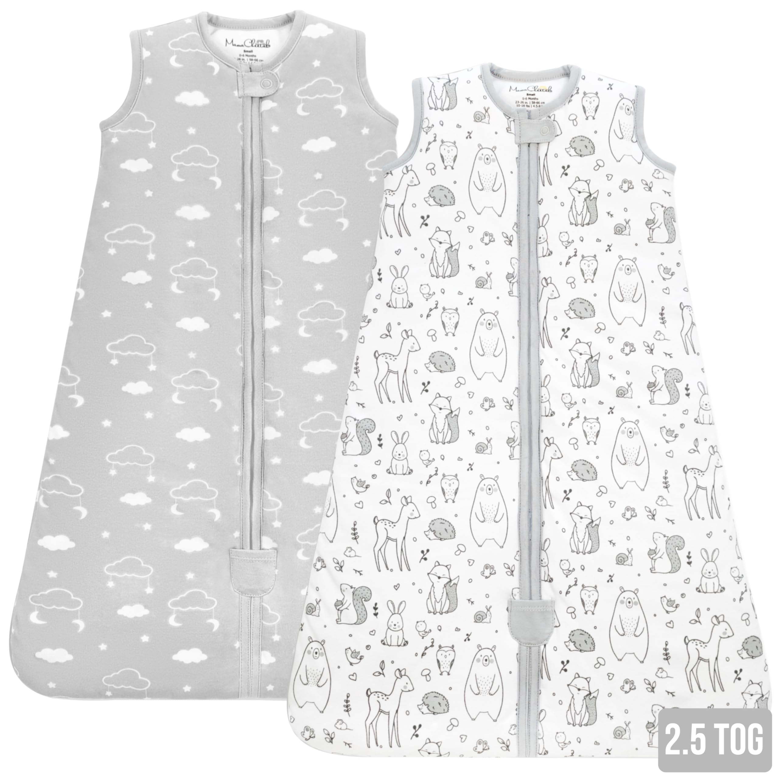 Mama Cheetah Baby Slaapzak 2,5 TOG, biologisch katoenen baby draagbare deken met tweeweg rits, inbakeren overgangsbaby slaapzak voor pasgeboren baby peuter jongen meisje, 18-24 maanden