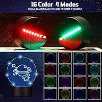 Vista 6 de Honoson 6 Juegos de Bases de Lámparas LED Nocturnas 3D con Láminas de Acrílico Transparente, Controles Remotos y Cables de Carga USB para Decoración