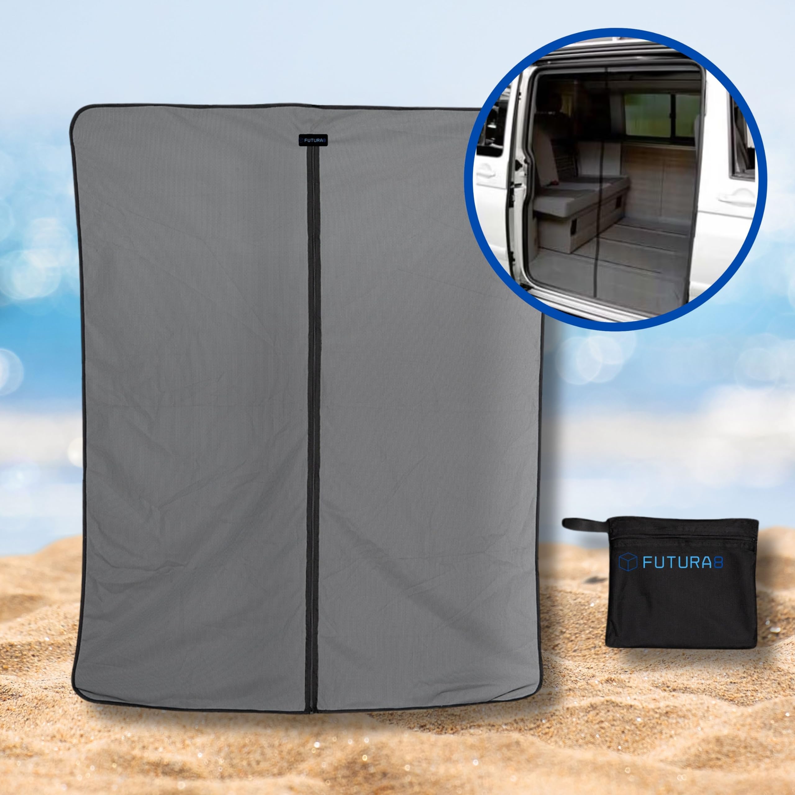 Mosquitera Furgoneta Camper magnética FUTURA8, Puerta Lateral corredera, Compatible con VW T4 T5 T6, Tourneo, Vito, Duncan, Red antimosquitos de Nailon Transpirable, fácil instalación