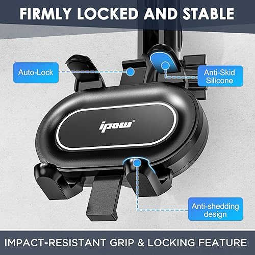 Miniatura 3 de IPOW Soporte de teléfono para espejo retrovisor grande para automóvil giratorio de 360 y retráctil, 2024 mejorado con cuatro esquinas, diseño