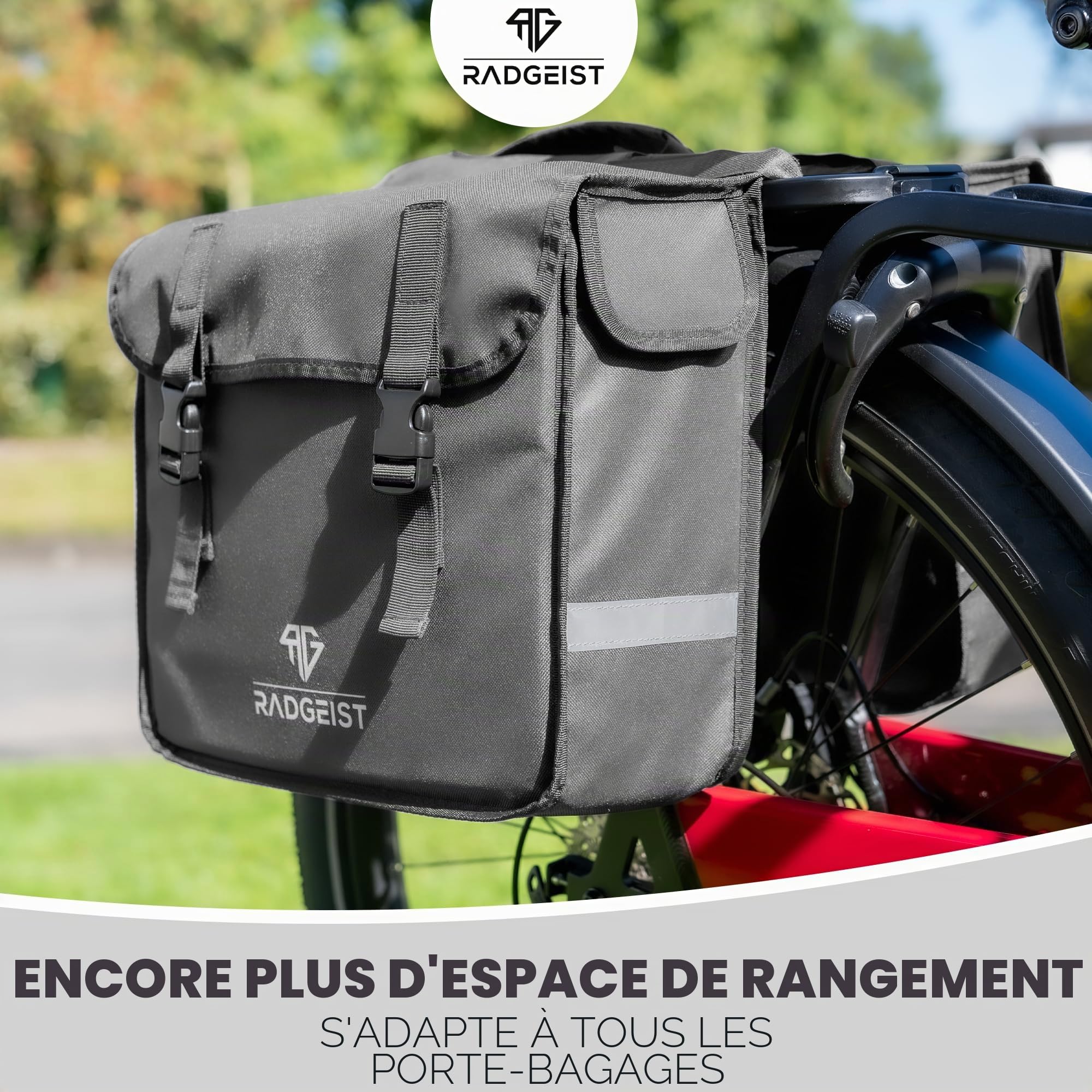 Sacoche Double 50L Pour Porte-bagages De Vélo – étanche, Stable, Avec Réflecteurs – Radgeist