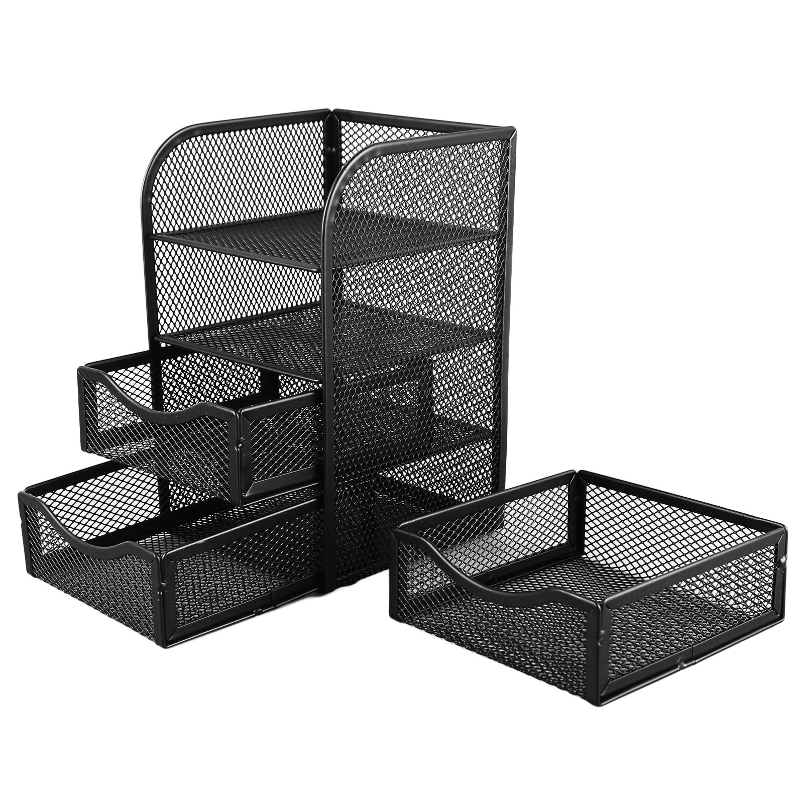 Organizer da scrivania con 3 cassetti in rete metallica antiscivolo organizer da scrivania per forniture per ufficio cancelleria nero prodotti per ufficio accessori da scrivania organizzatori