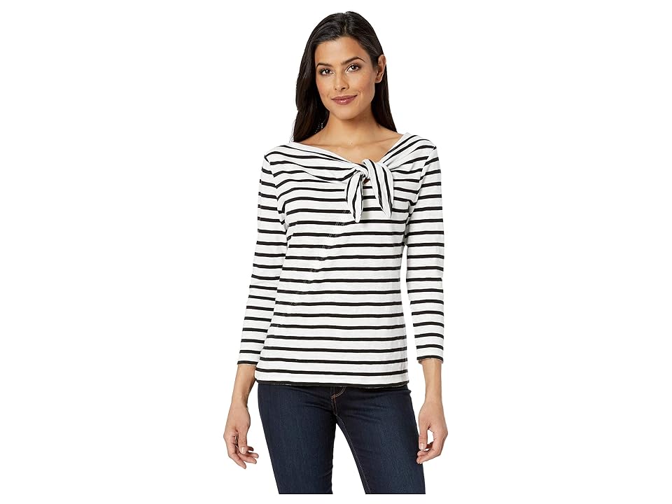 

Elliott Lauren In a Knot Knit Top with Knot Detail (Black/Cream) Women's Clothing
