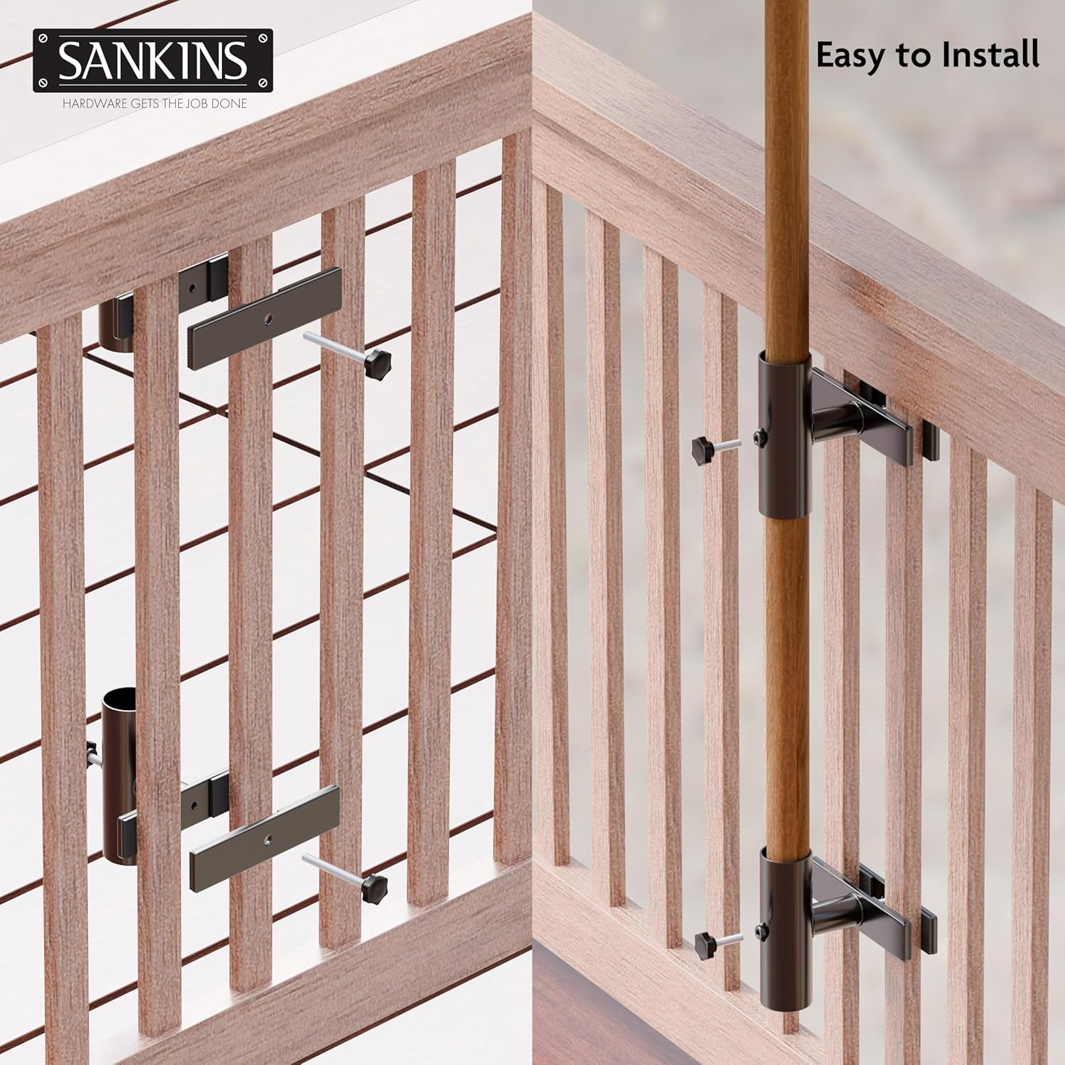 Patio Umbrella Holder for Deck Railing, Adjustable Patio Umbrella Base Outdoor Umbrella Stand, Patio Umbrella Clamp Deck Umbrella Mount for Balcony, Patio Railing