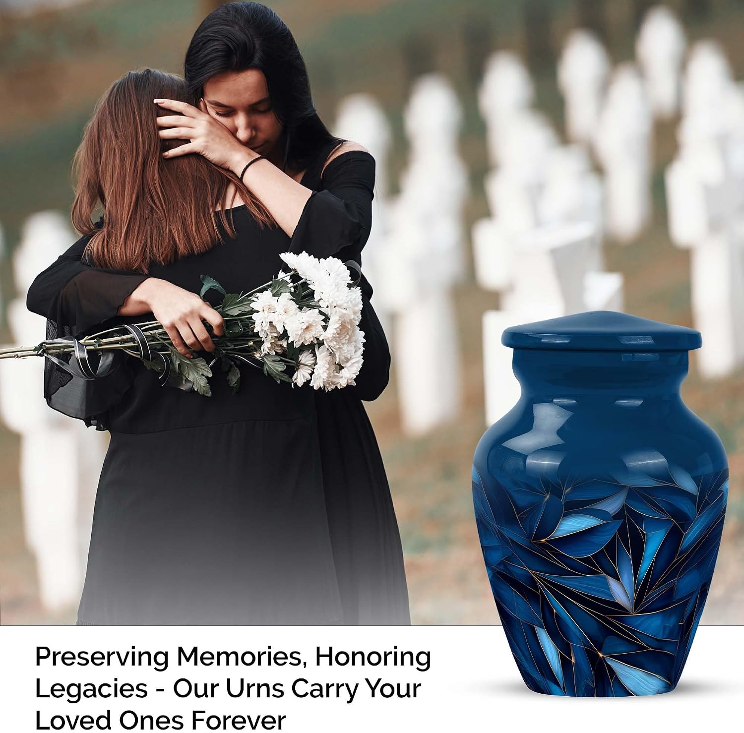 Blue Small Cremation Urns for Adult Ashes Women - Keepsake Memorial Urns for Adult Male - Tiny Funeral Urn for Human Ashes - Little Burial Urn for Mother & Father - 3 Inch