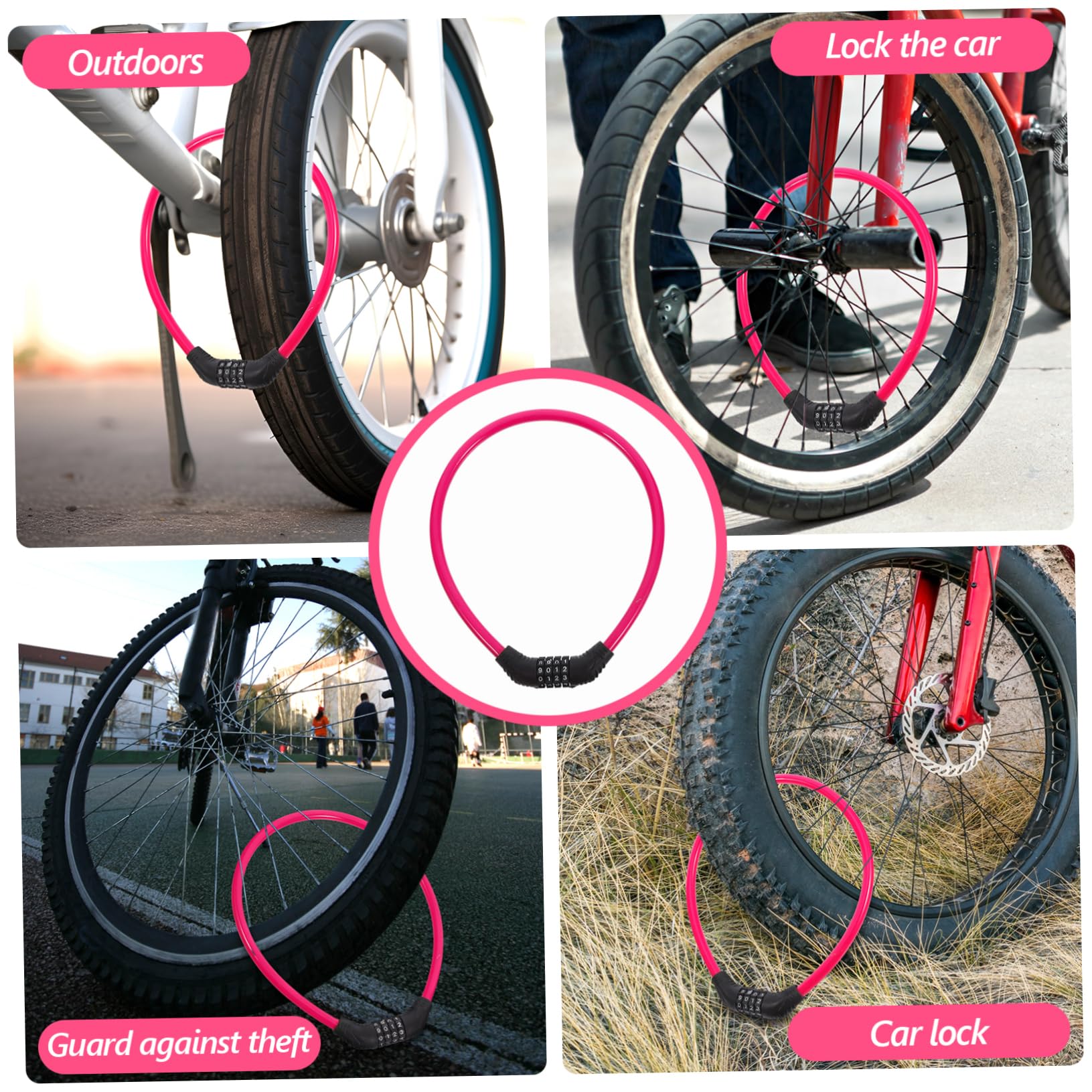 BESPORTBLE 5pezzi Catena Antifurto Per Bicicletta Con Combinazione Sicurezza Alta Per Mountain Bike e Scooter Design Portatile e Facile Da Usare Adatta Per Manubri e Telai Di Varie