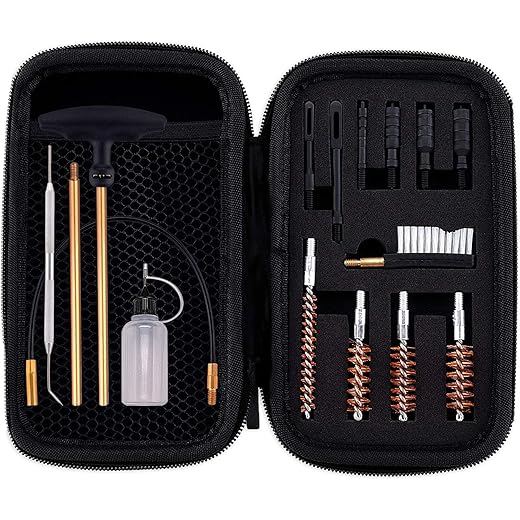 BOOSTEADY Universal Handgun Cleaning kit .22,.357,.38,9mm,.45 Caliber Pistol Cleaning Kit Bronze Bore Brush and Brass Jag Adapter
