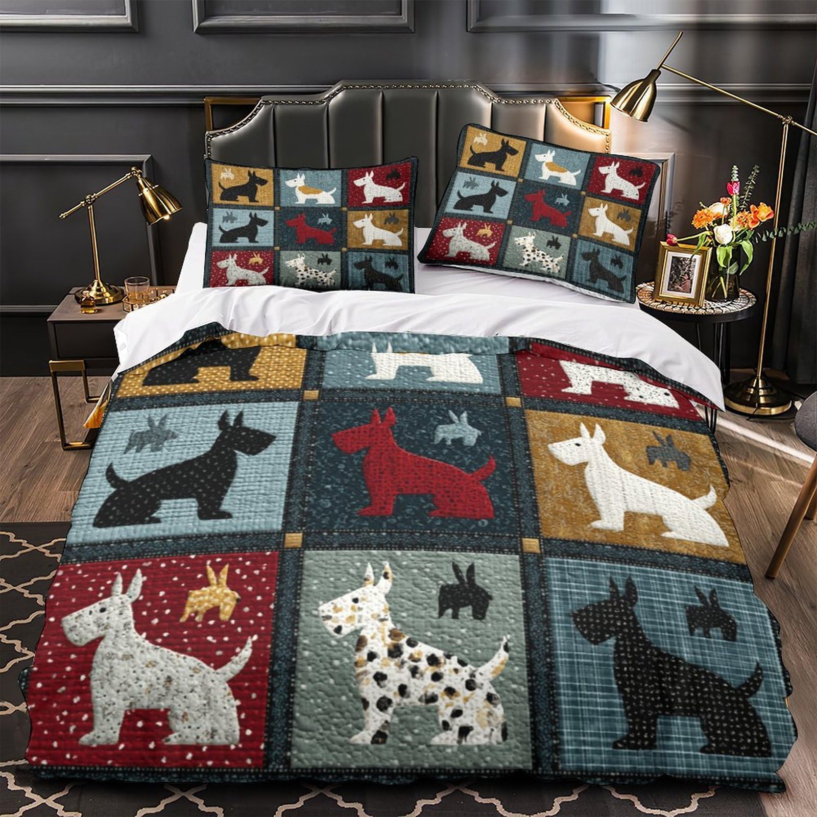 Housse de couette Noël 260x220 cm en microfibre hypoallergénique avec taies