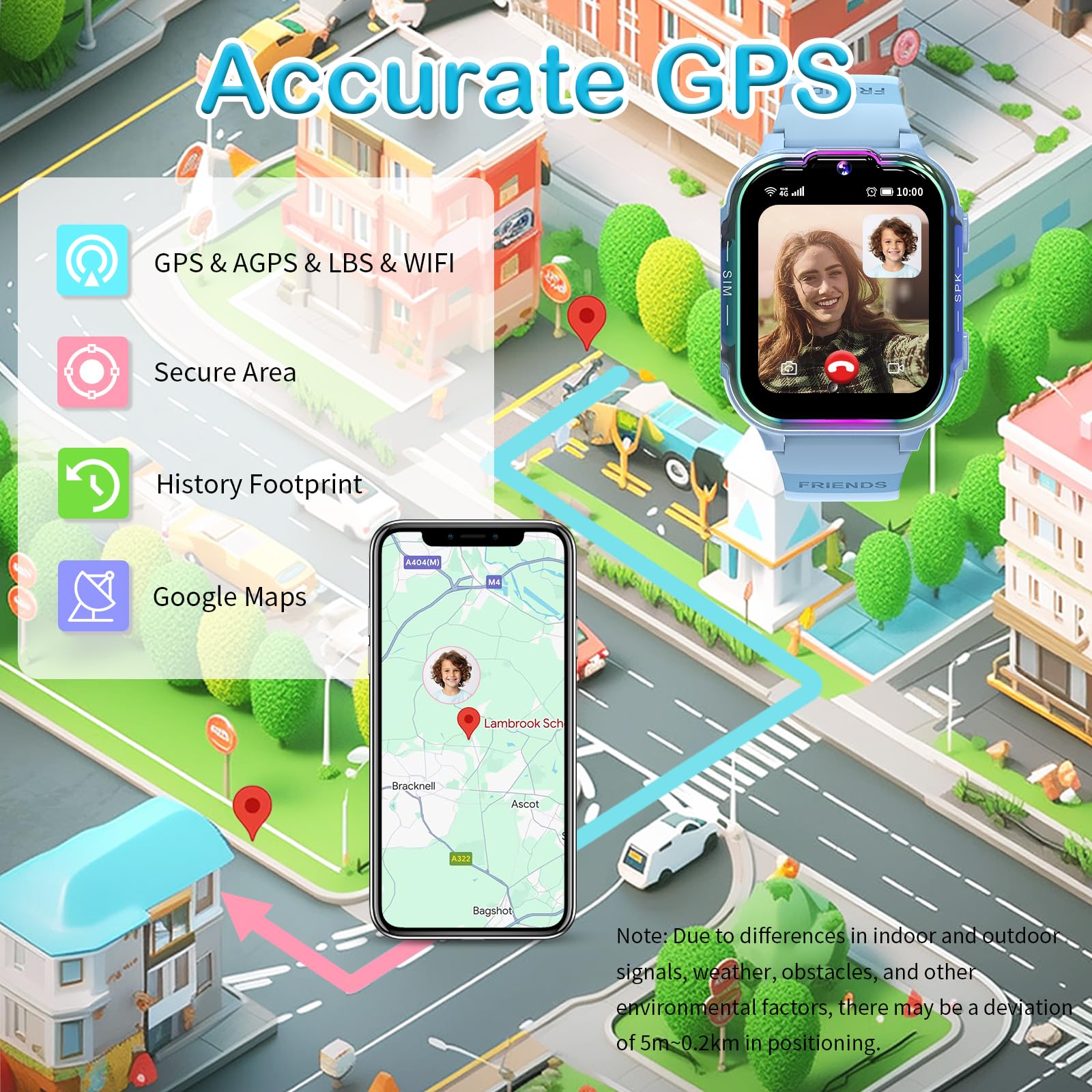 4G Smartwatch dla Dzieci z GPS Połączenia Wideo SOS Gry Budzik Krokomierz Kalkulator Wodoodporny Zegarek Cyfrowy dla Chłopców i Dziewczynek Prezent-