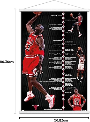 Miniatura 7 de Trends International Michael Jordan - Póster de pared de línea de tiempo, 22.375 x 34 pulgadas, paquete de impresión premium y colgador blanco