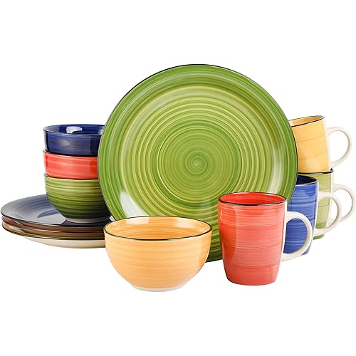 Gibson Home Vibes Dinnerware Set, Service for 4 (12pcs), Assorted Colors