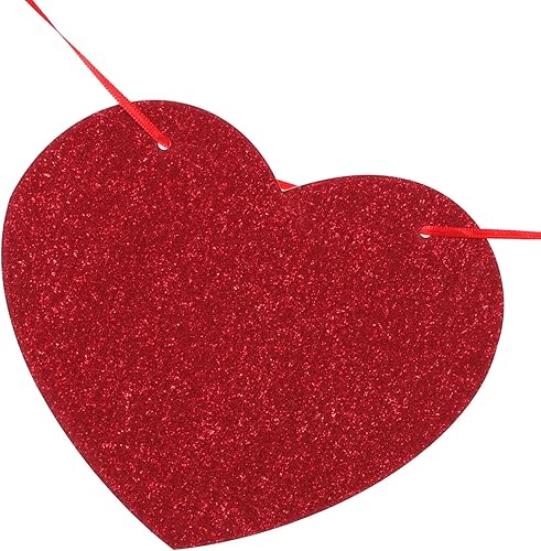 Miniatura 6 de EXCEART 1 juego de pancarta con purpurina para el día de San Valentín, guirnalda romántica de corazón, decoración de boda, banderines colgantes,