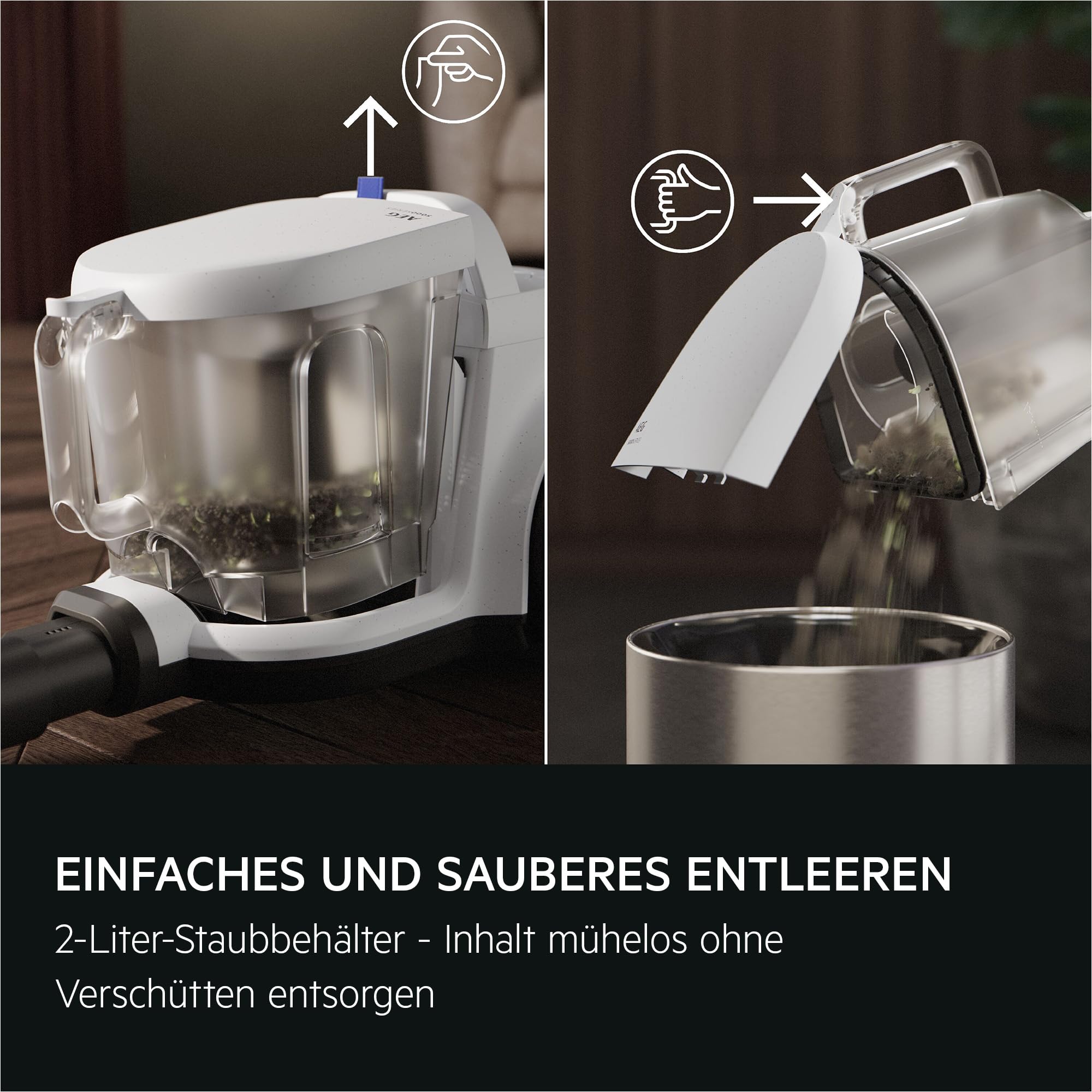 AEG CLEAN 5000 Staubsauger Beutellos, Bodenstaubsauger für alle Bodenbeläge, Zubehör, 1000 Watt, 9m Aktionsradius, 2l Staubbehälter, 60% Recyclingmaterial, Waschbarer HEPA-Filter, Dunkelrot, AL51C1DRF