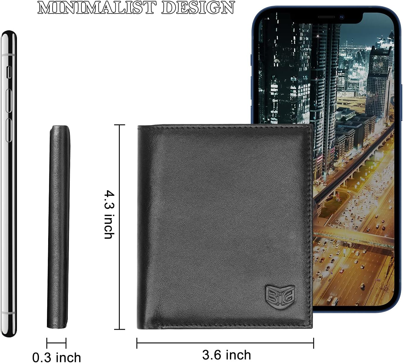 BVIGE Mens Wallets, Mens Wallets Leather with Coin Pocket, Bifold RFID Mens Wallet Leather - Image 5