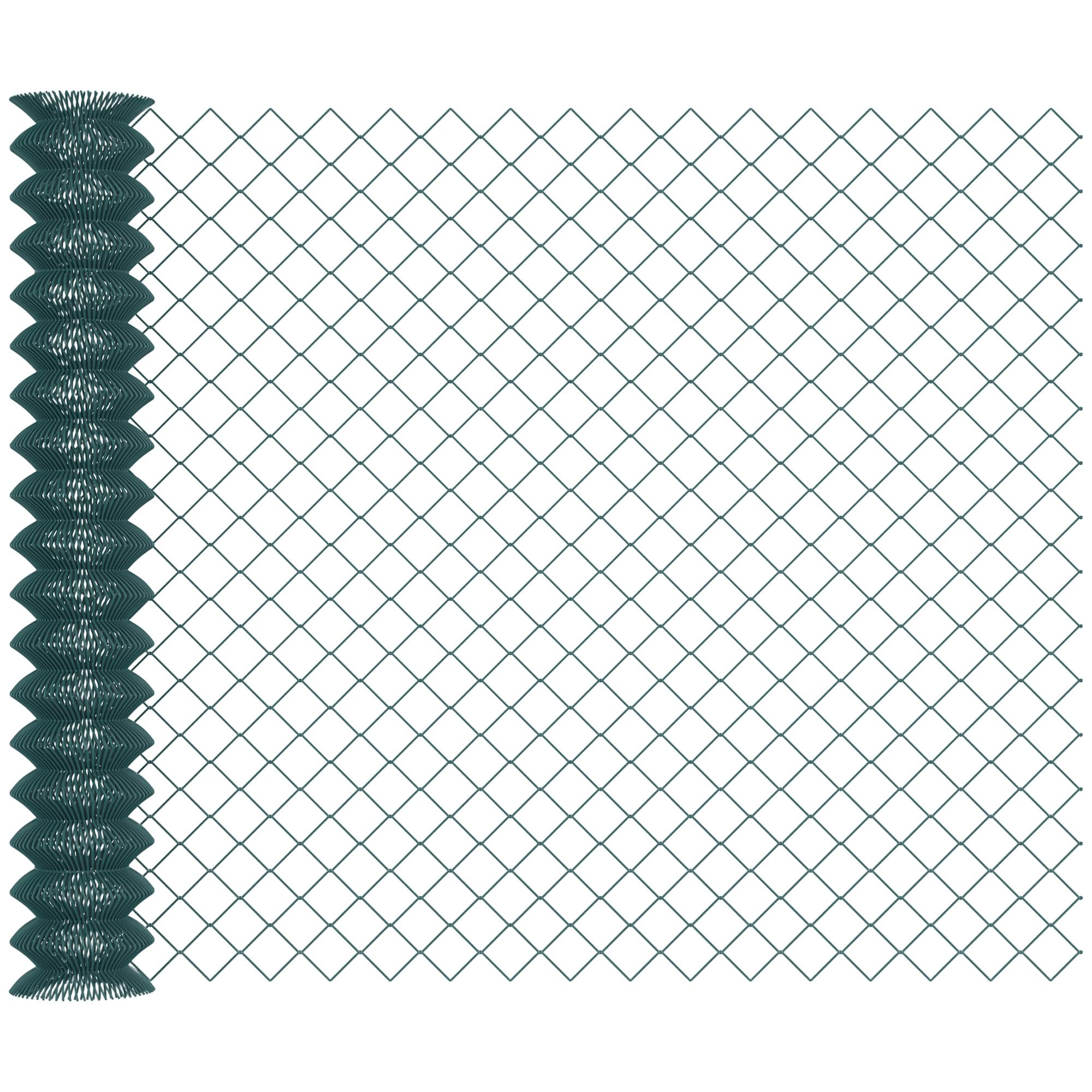 Outsunny Recinzione Giardino in Acciaio Plastificata, Rete di Recinzione da Giardino, 25x1.7m, Verde