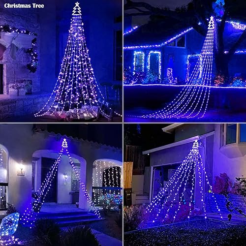 Miniatura 4 de Guirnalda de luces de estrella para decoración de Navidad al aire libre, 420 LED, impermeable, con decoración para árbol de Navidad, 8 modos de