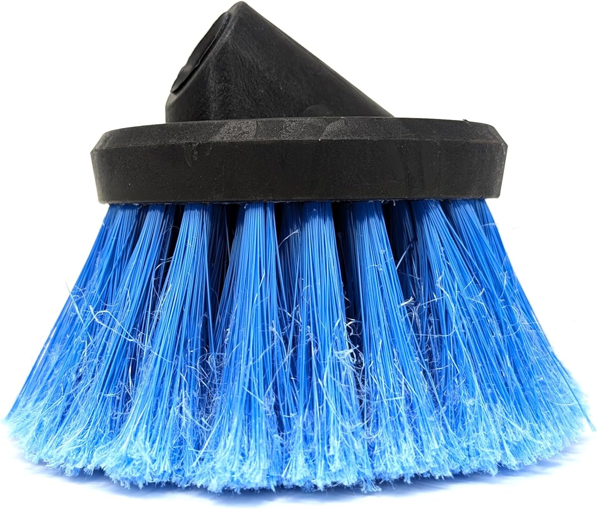 Teravan Blue Round Medium Soft Flow-Thru Car Wash Brush for Cleaning Car Wheels, Tires, Scrub Brush for House and Utility Cleaning (4.5" - Regular Trim)