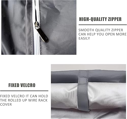 Miniatura 33 de Cubierta de estante de alambre, 600D, resistente al agua, a prueba de polvo, cubierta de estante de almacenamiento con cremallera para estantes