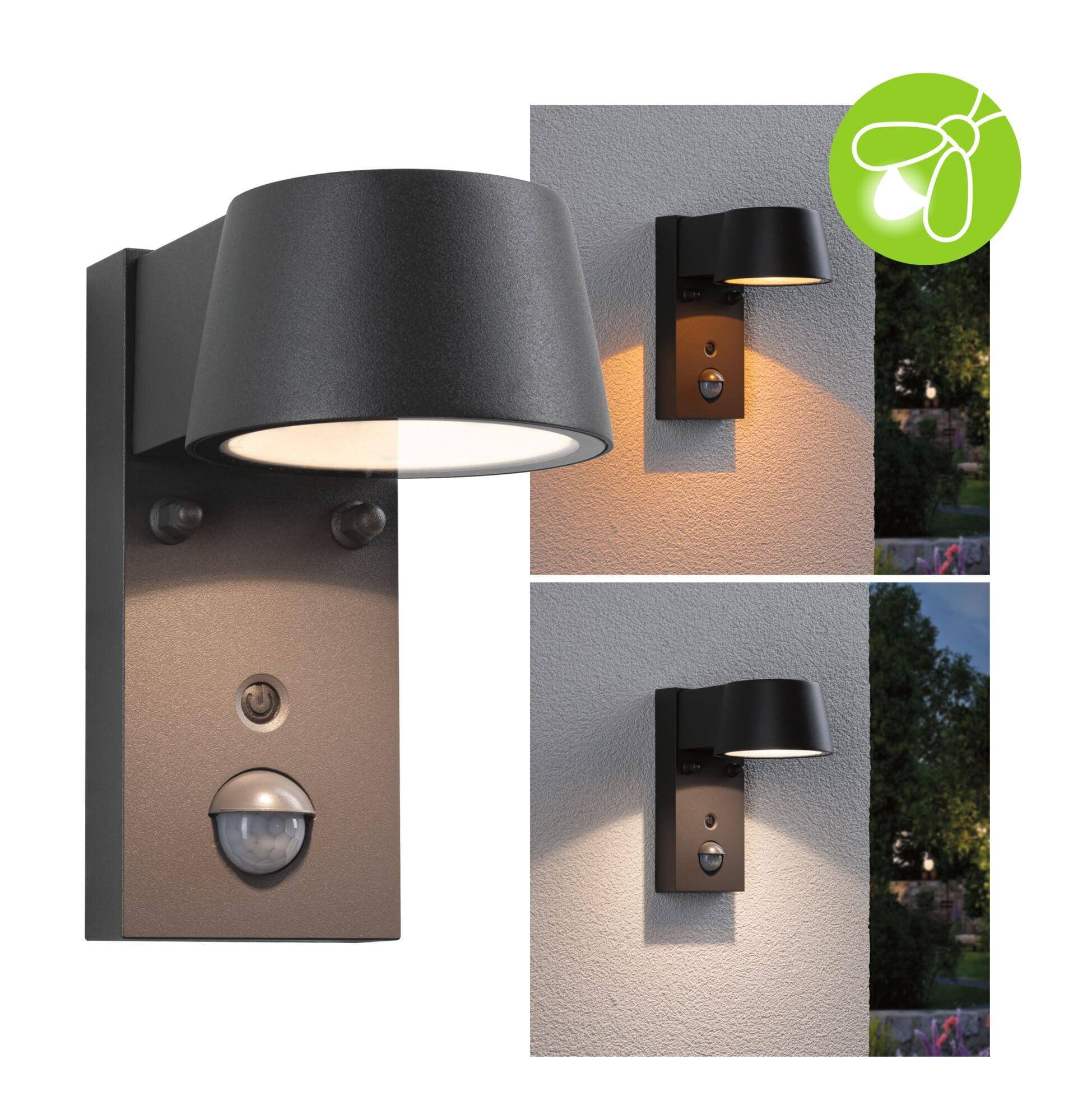 Paulmann Applique extérieure LED Capea Détecteur de mouvement crépusculaire (IR) respectueux des insectes IP44 96x165 mm Tunable Warm 6W 450lm 230V 98° Anthracite Aluminium 94714
