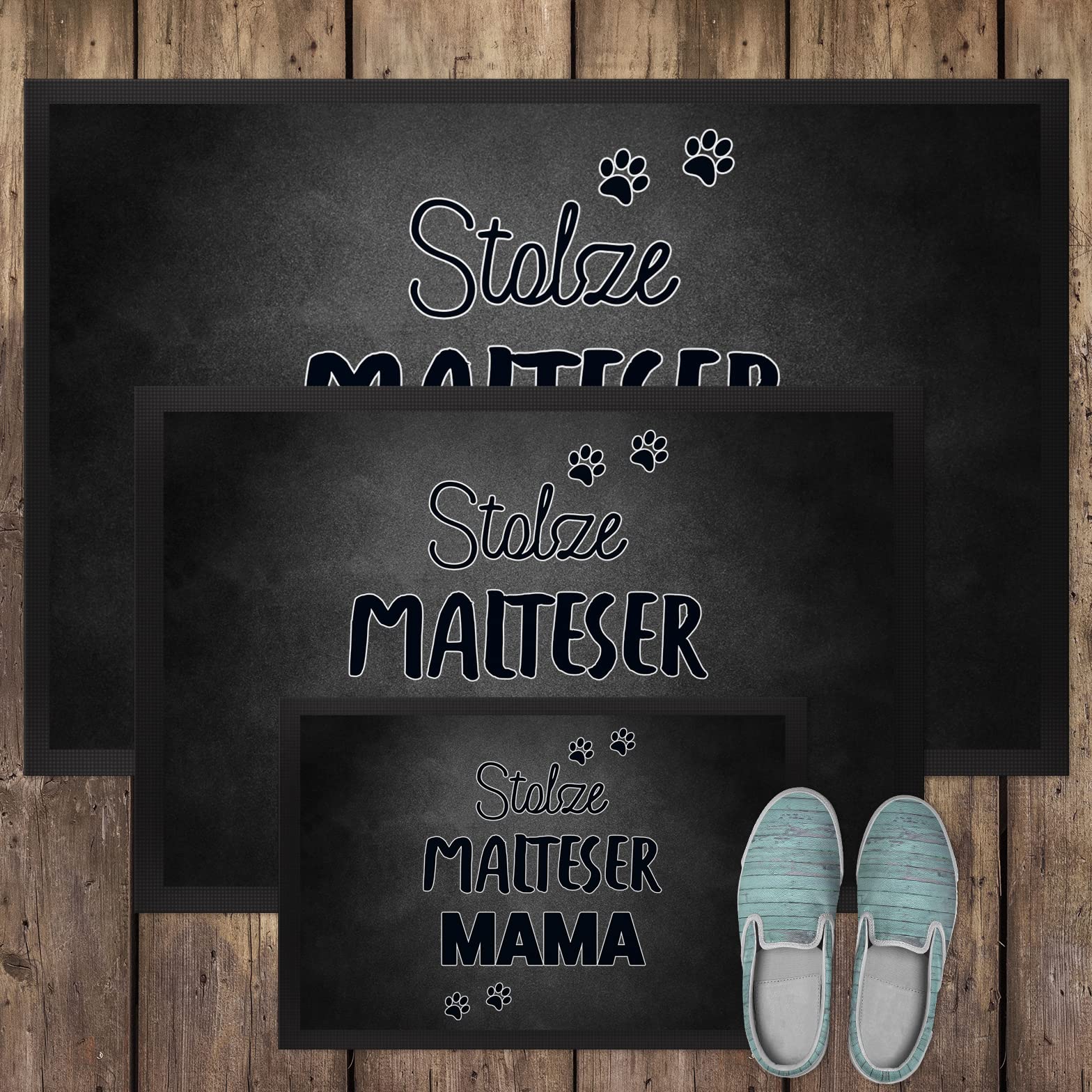 JUNIWORDS Fußmatte, Stolze Malteser Mama, 120 x 80 cm, mit Gummirand (1009970)