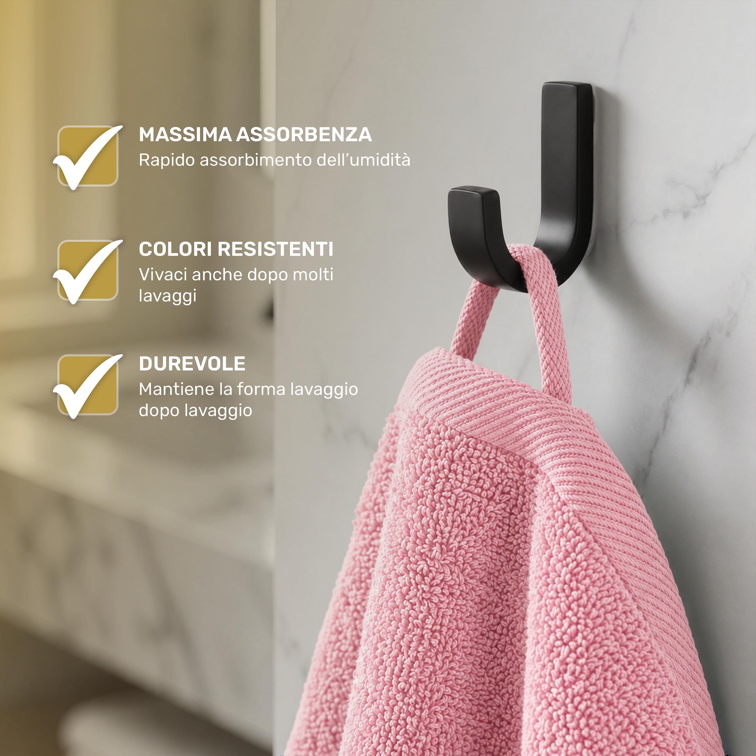Lavea® Asciugamani Viso 50x100 cm – Set da 4 in Spugna di Cotone 100% Morbidi e Assorbenti – Ideali come Asciugamani Bagno e per le Mani per Casa, Hotel e Spa – Rosa pastello