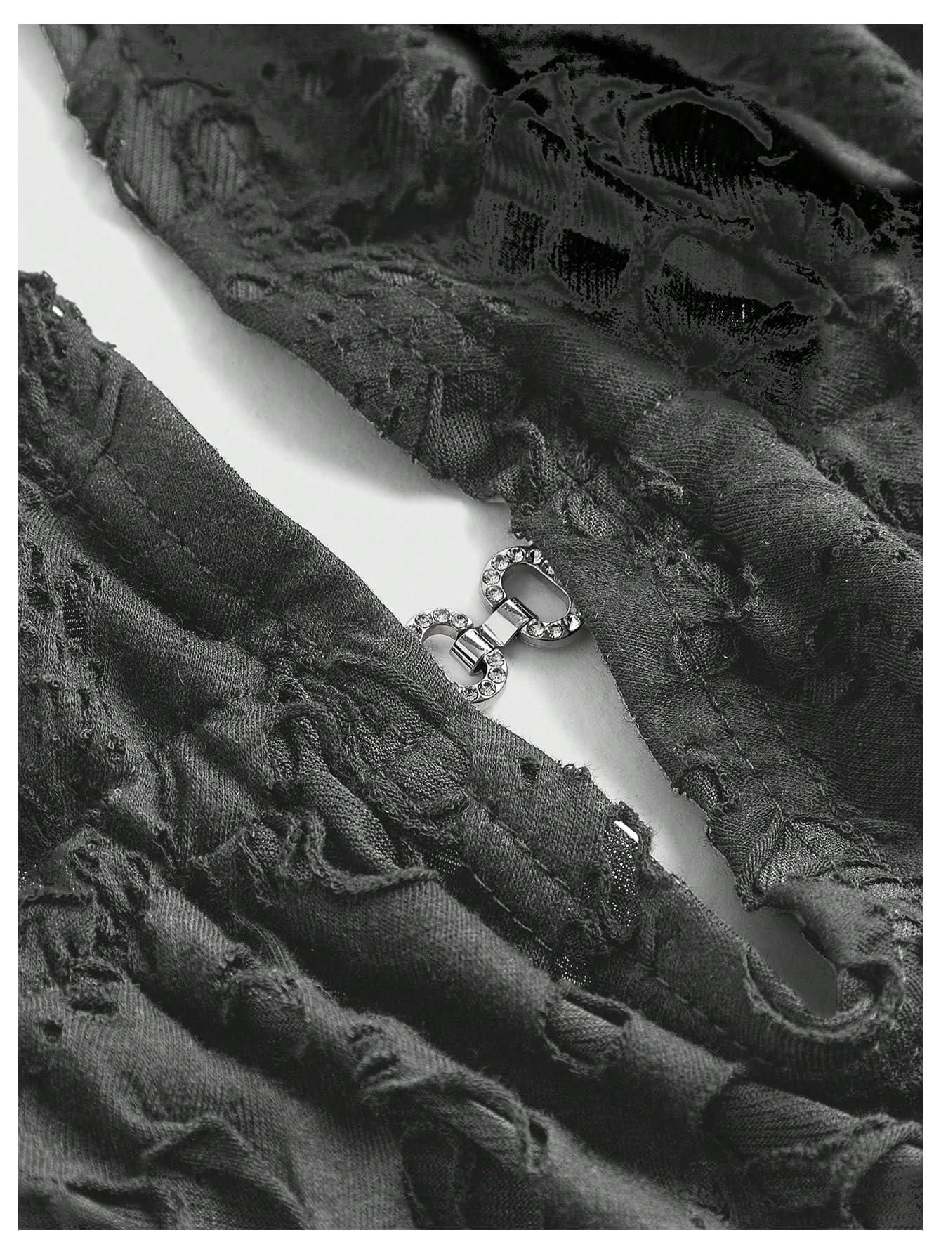 Verdusa Women's Y2k Rave Ripped Cowl Neck Halter Tops Tie Back Sexy Top: Small Grey