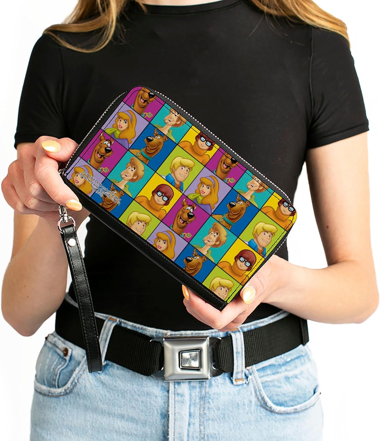 Buckle-Down Scooby Doo Wallet, Zip Around, Scooby Doo 5-Character Face Blocks Multi Color, Vegan Leather - Image 4