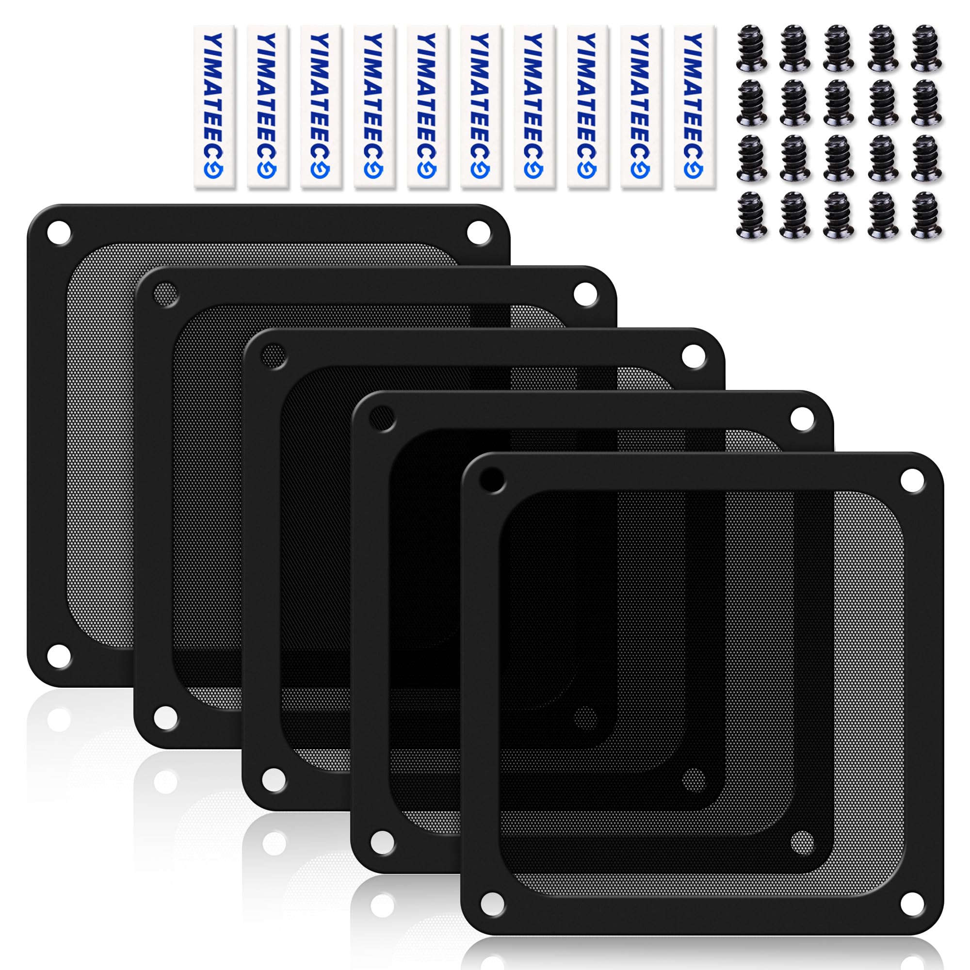YIMATEECO Staubfilter PC Lüfterabdeckungen 120mm für Computer-Kühlerlüfter, Netzteil, Router, PVC 50 Maschen, Magnetischer Rahmen, PC-Lüfter Kühler Staubdicht (PVC PRO, 120 * 120mm, 5Stü, Schwarz)