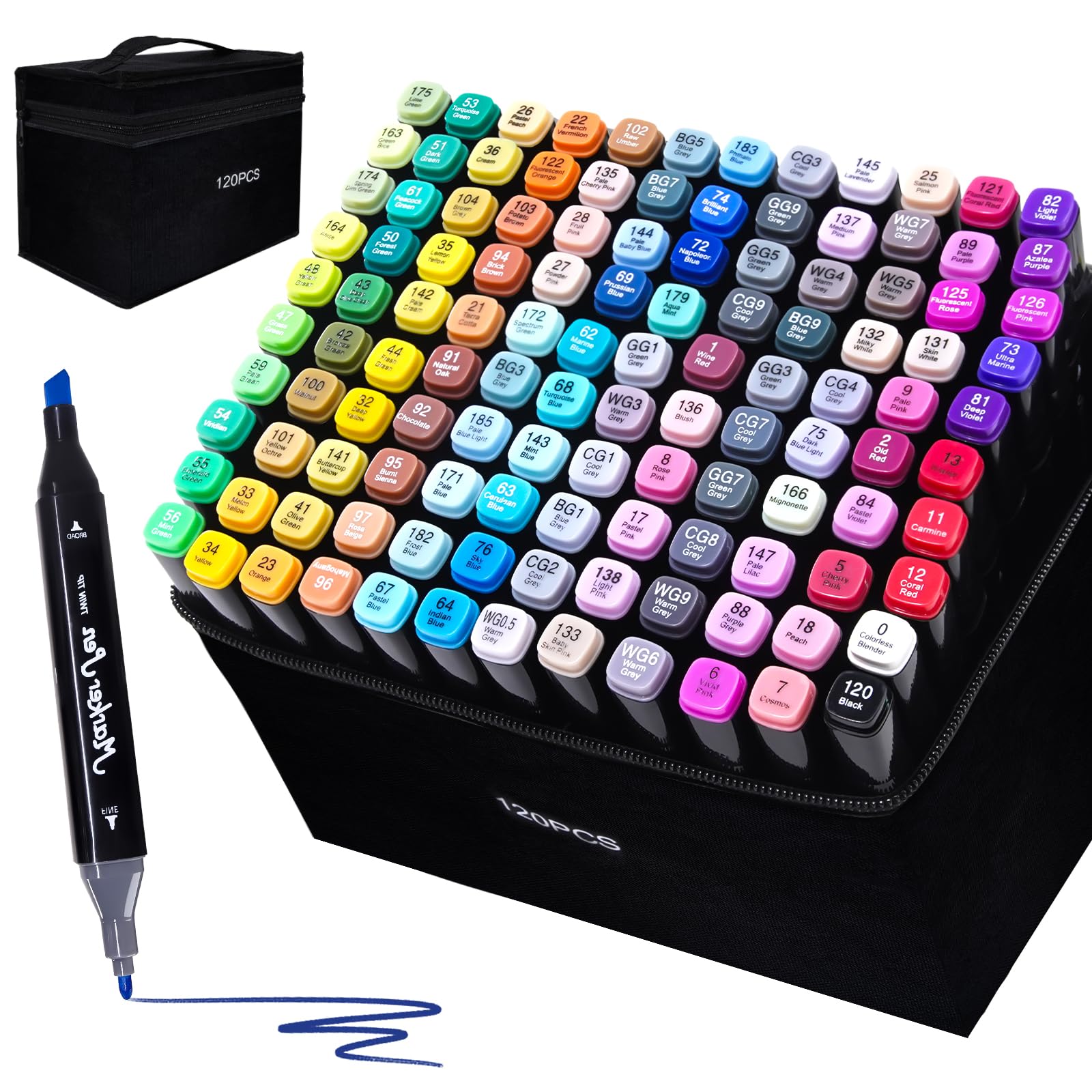 TBC The Best Crafts 120 Farben alkohol marker, doppelseitiger alcohol marker, schnell trocknend und Permanenter alkoholmarker set für Malerei, Design, Manga