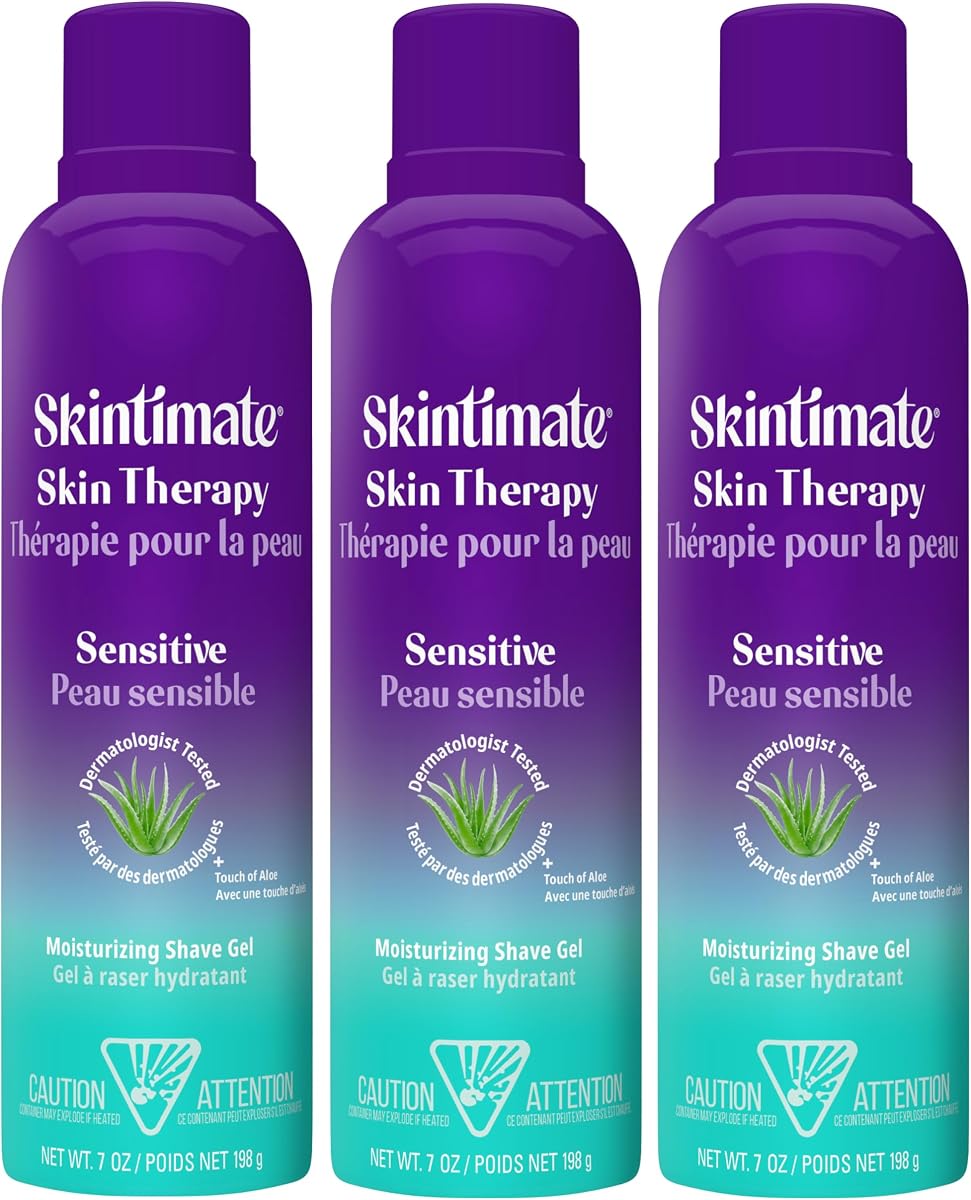 Skintimate Skin Therapy Sensitive Skin Moisturizing Shave Gel for Women with Vitamin E, Aloe and Olive Butter, 7 oz - 3 Pack