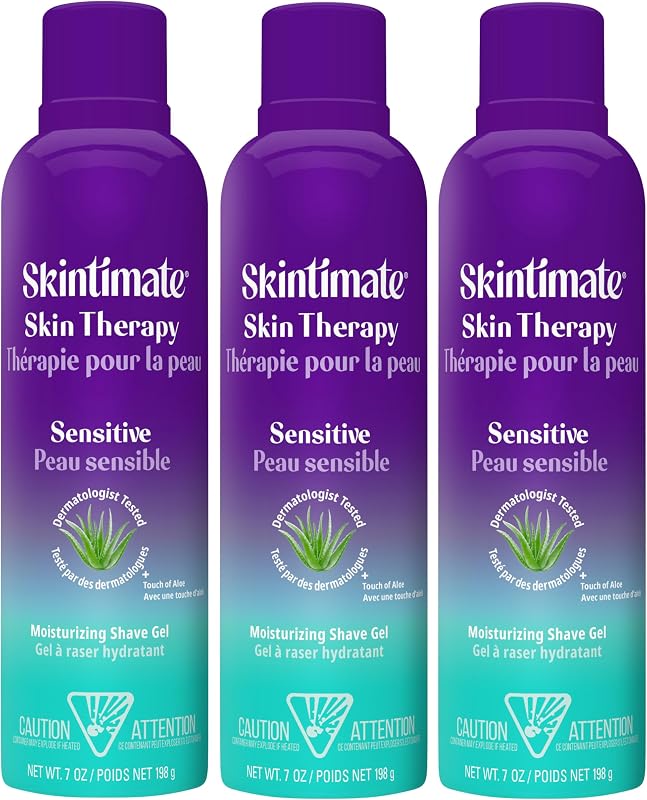 Skintimate Skin Therapy Sensitive Skin Moisturizing Shave Gel for Women with Vitamin E, Aloe and Olive Butter, 7 oz - 3 Pack