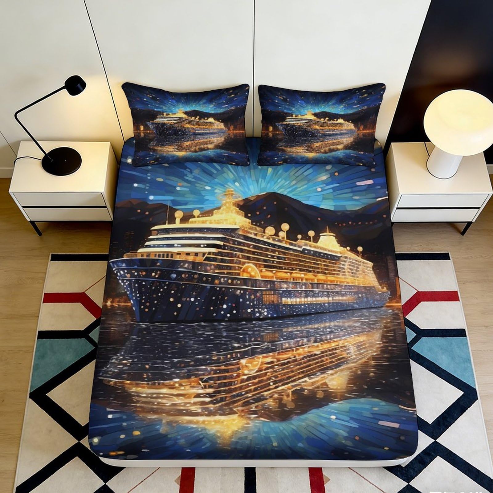 3D Printed Cartoon Monkey Fitted Sheet Microfiber Deep Pocket Non-Slip Cartoon Monkey Mattress Fitted Cover for Bedroom Bedding 200x200x25cm