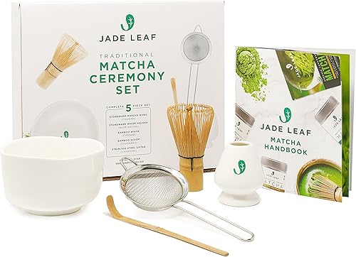 Miniatura 1 de Jade Leaf - Juego completo de ceremonia de matcha, con batidor y cuchara matcha de bambú, tamiz de acero inoxidable, tazón de cerámica y soporte