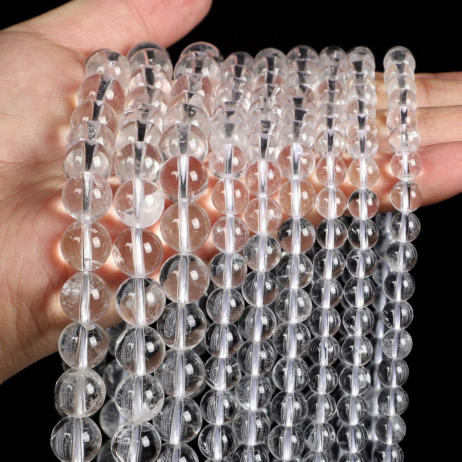 45pcs 8mm White Crystal Quartz Gemstones,Natural Stone Beads for Jewelry Making (Bracelet,Necklace, Earrings), Energy Stone Healing Power-Enjoy DIY Making White Crystal Quartz 8mm
