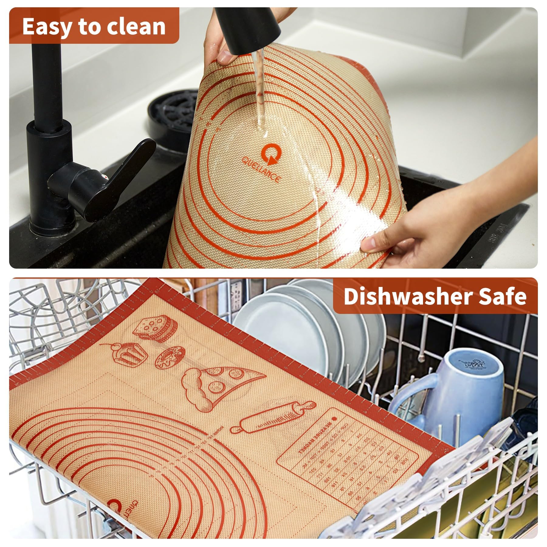 Silicone Baking Pastry Dough Mat - 28x20Inch Extra Large Cookie Bread Rolling Mats Sheet, Nonstick Kitchen Counter Kneading Board, Thick Reusable Pie Cookies Pizza Fondant Making Matt with Measurement