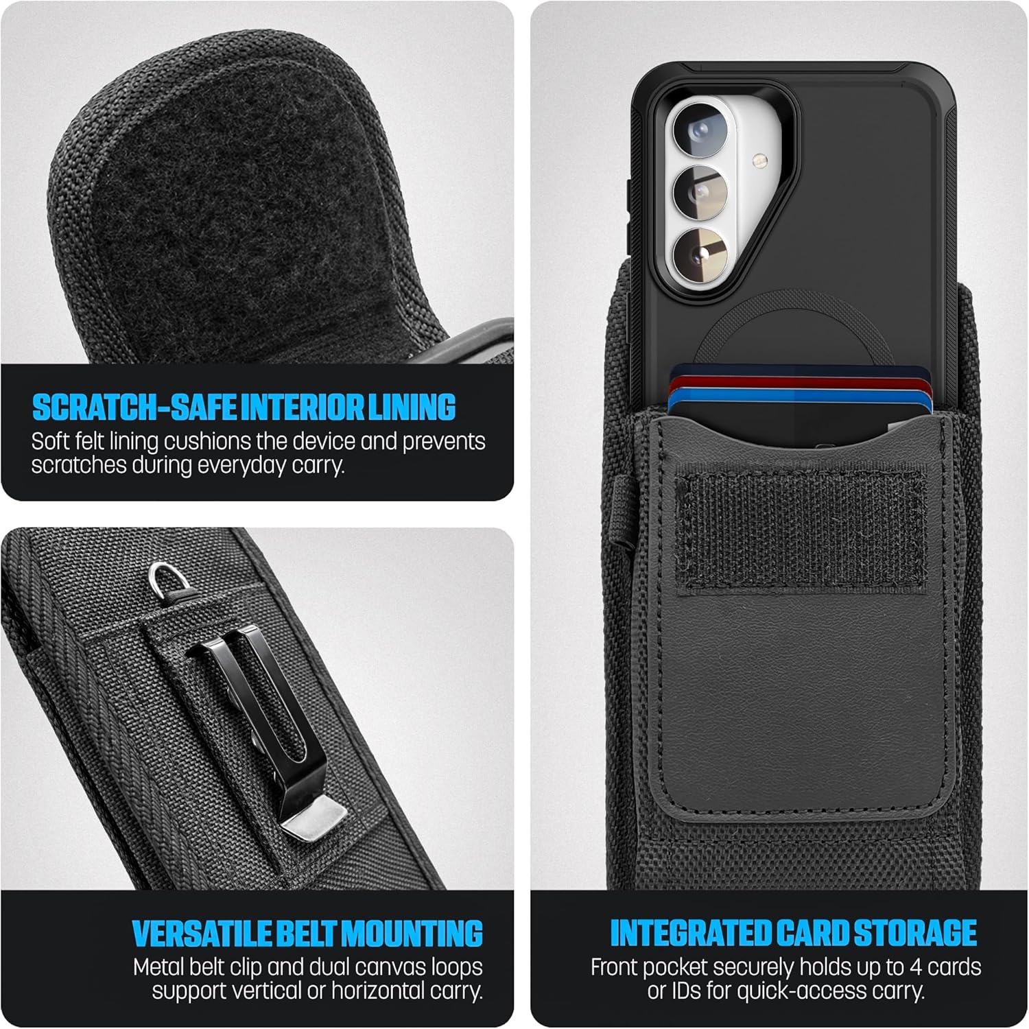 Encased 2-in-1 for Samsung Galaxy S26 Rugged Case + Holster Pouch Set, [360 Full Body] Protective Phone Case with Clip Pouch (Black)