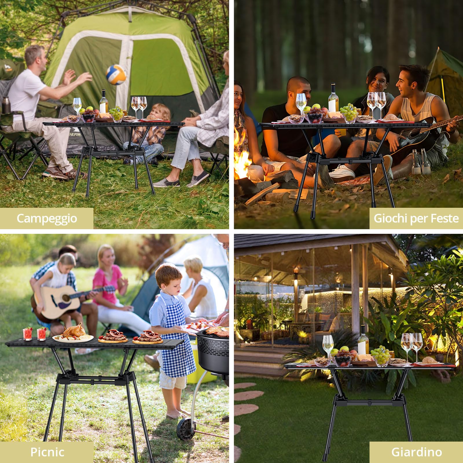 Anbte Tavolo Giardino Pieghevole Portatile per Campeggio/Picinc/Balcone/Mercatini 89 * 40.5 * 71 Multifunzione Tavoli da Caffè Salvaspazio Altezza in Alluminio-Nero