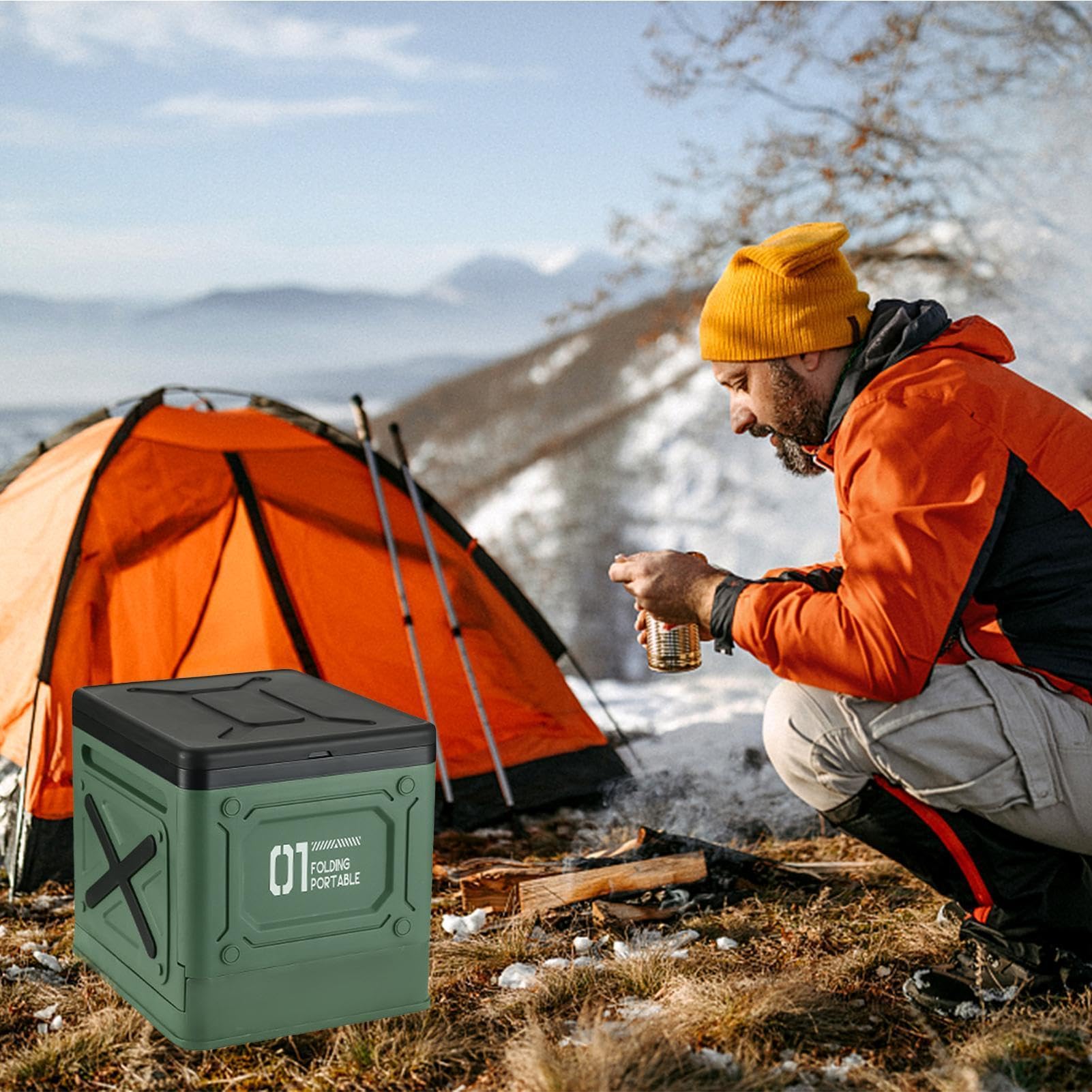 Tragbares Porta-Töpfchen, Campingtoilette mit Deckel Robustes, | Reisen Tragbare Toilette für Erwachsene, faltbar, leicht, mit Deckel, für Camping, Wande