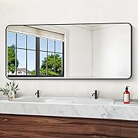 Vista 22 de Espejo de Baño de 30" x 36", Espejo de Pared Negro Mate con Marco de Metal, Espejo Rectangular Decorativo de Tocador para Dormitorio Baño Sala