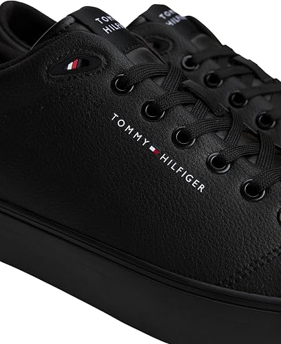 Tommy Hilfiger Uomo Sneakers Vulcanizzate Core Low in Pelle, Nero (Black), 48 - 5