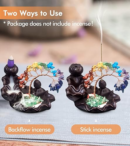 Miniatura 4 de Quemador de incienso en cascada de cristal, quemador de incienso de reflujo hecho a mano, cerámica, árbol del dinero, piedra de cristal, quemador de