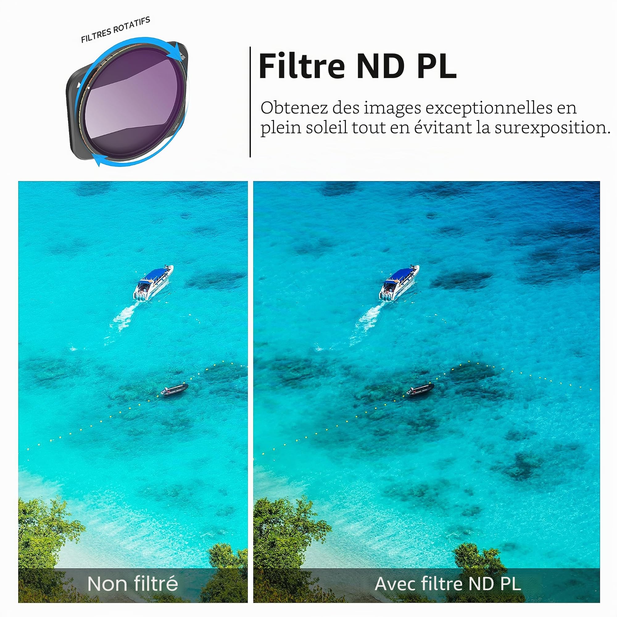 STARTRC Lot de 4 filtres ND/PL pour DJI Air 3 Accessoires, Verre HD Multicouche, ne supprime Pas Les Points de Couleur et l'éblouissement, ND8/PL ND16/PL ND32/PL ND64/PL Version Aluminium